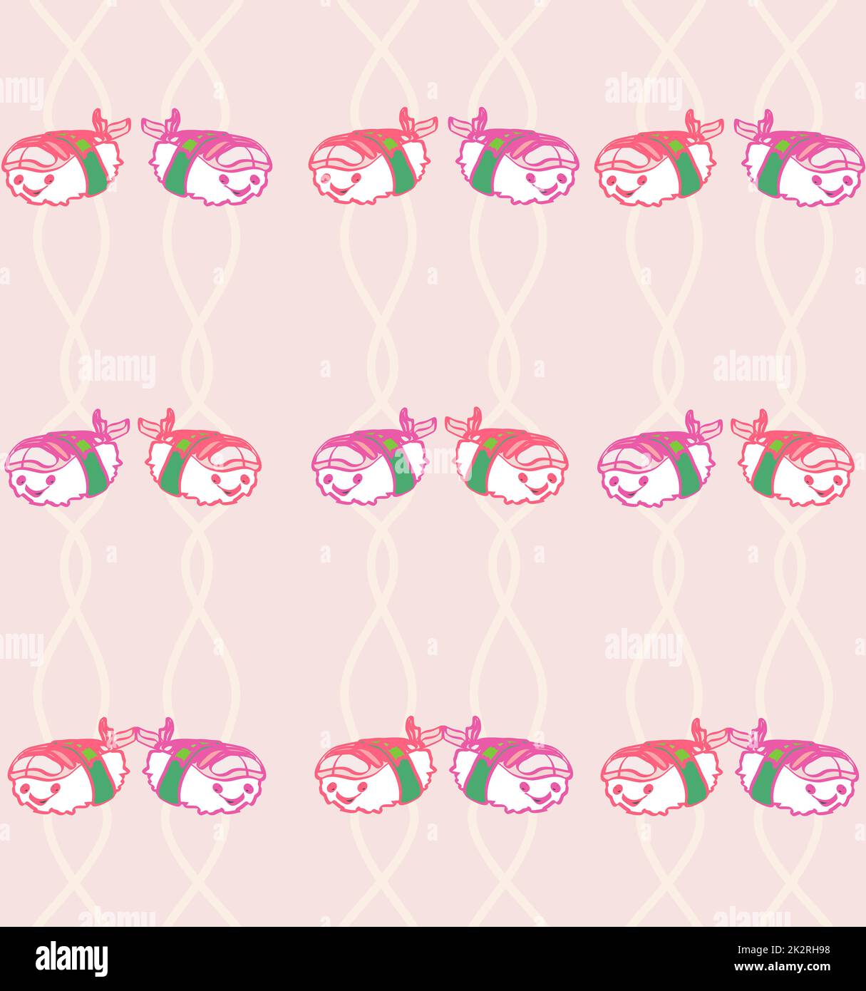 dolce sushi kawaii, cartoon sfondo senza cuciture Foto Stock