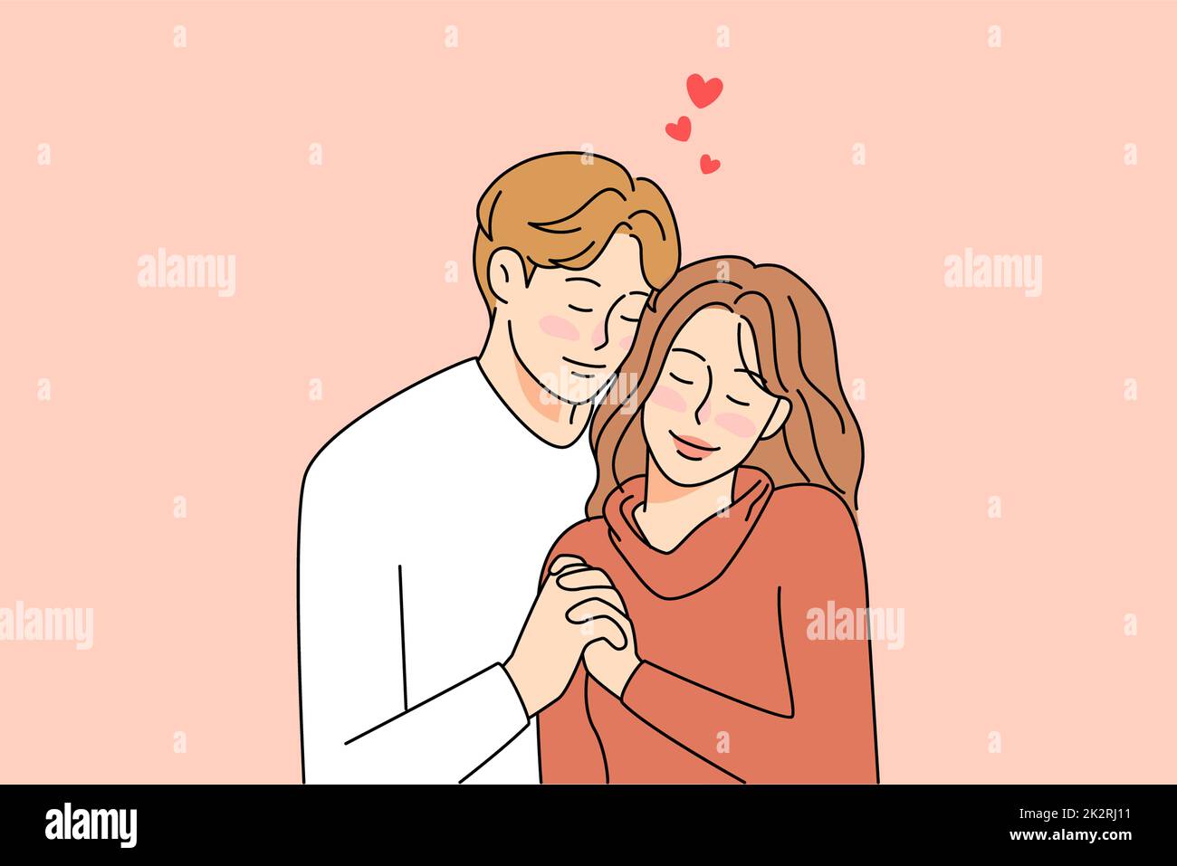 Felice abbraccio giovane coppia godere di connessione romantica Foto Stock