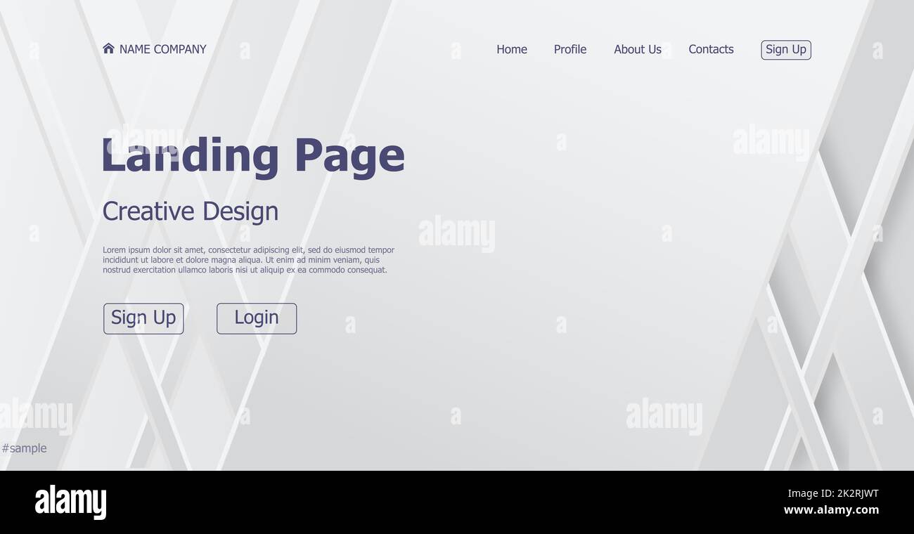 Home page landing white grey web landing page template digital website landing page design concept - Vector Foto Stock