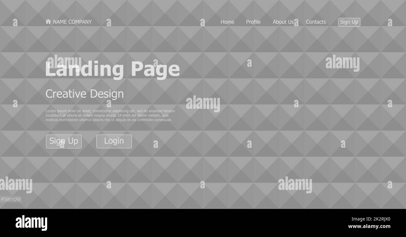 Home page landing page nero modello geometrico landing business page sito digitale landing page design concept - Vector Foto Stock