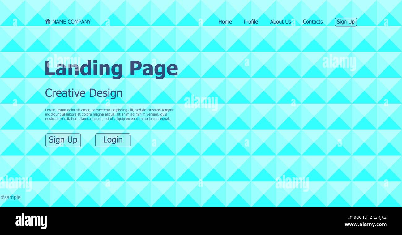 Home page landing blue modello geometrico landing business page sito web digitale landing page design concept - Vector Foto Stock