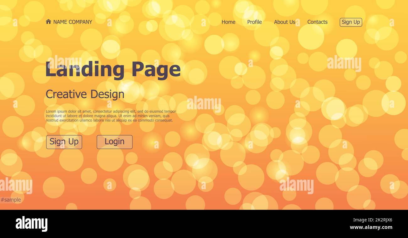 Landing page una pagina creativa bokeh sito web design pagina web - Vector Foto Stock