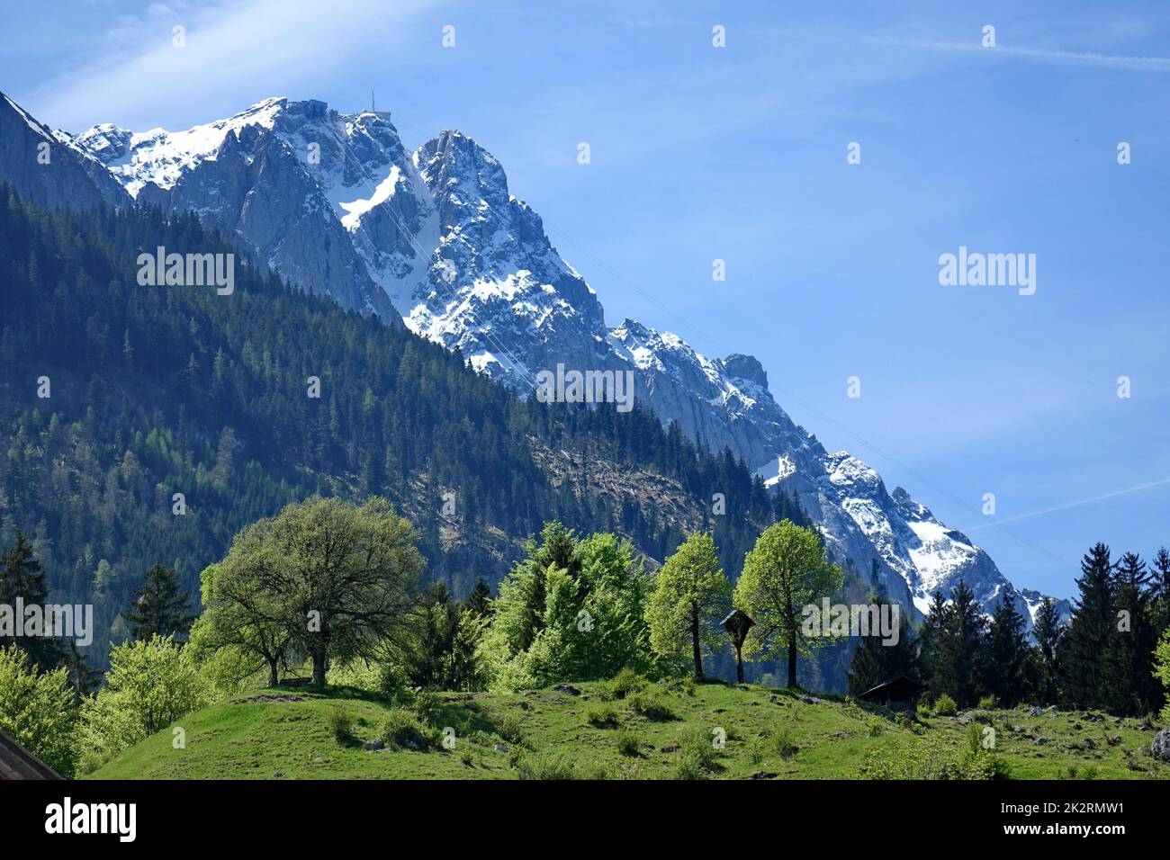 Germania, Baviera, alta Baviera, Landkreis Garmisch-Partenkirchen, montagne di Wetterstein, Zugspitze montagna Foto Stock