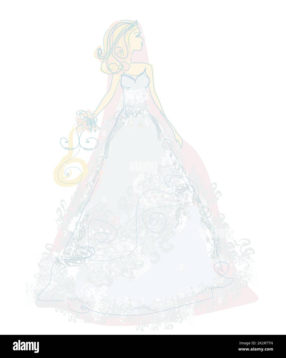 Bella Sposa con fiori card Foto Stock