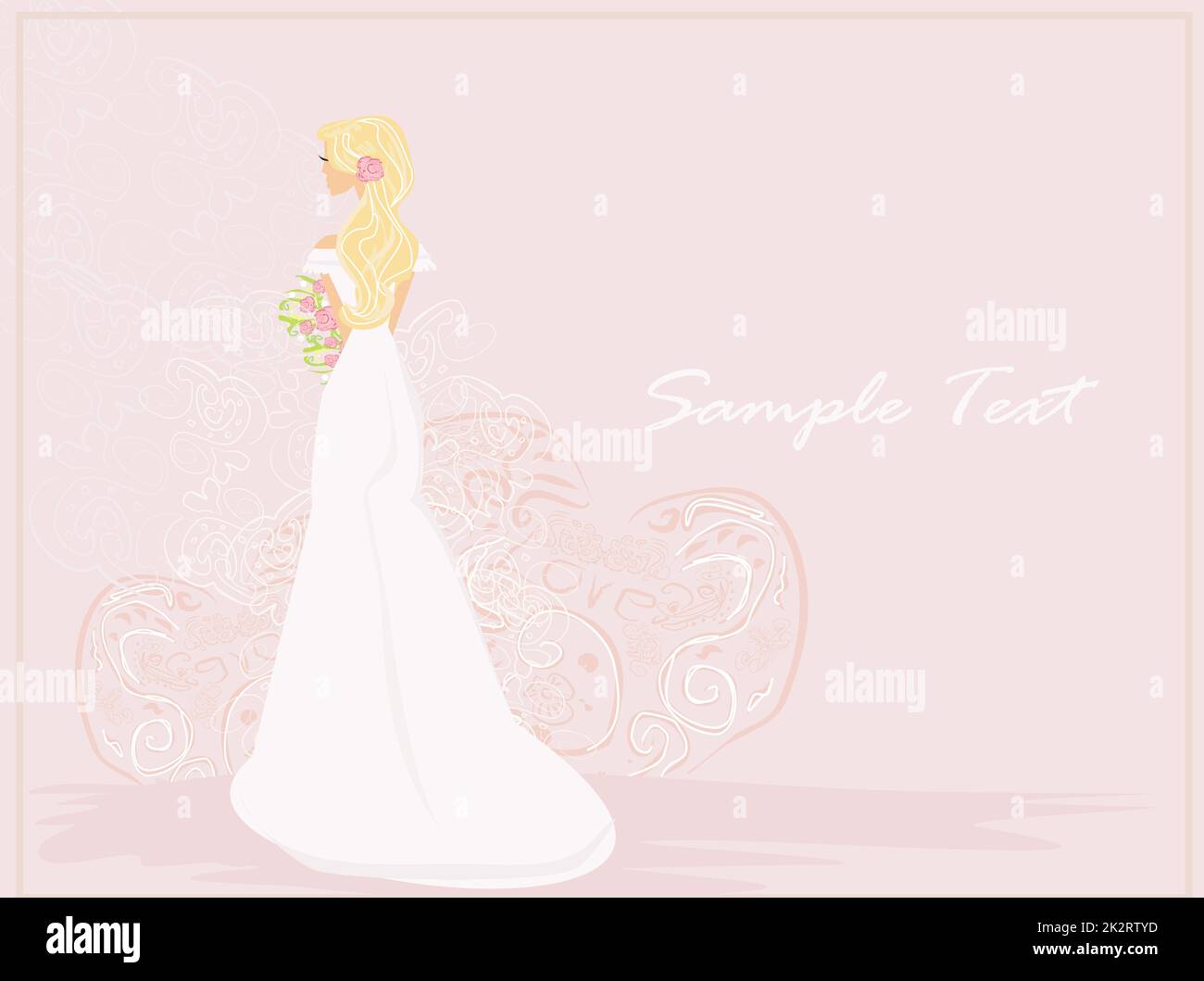 Bella Sposa con fiori card Foto Stock