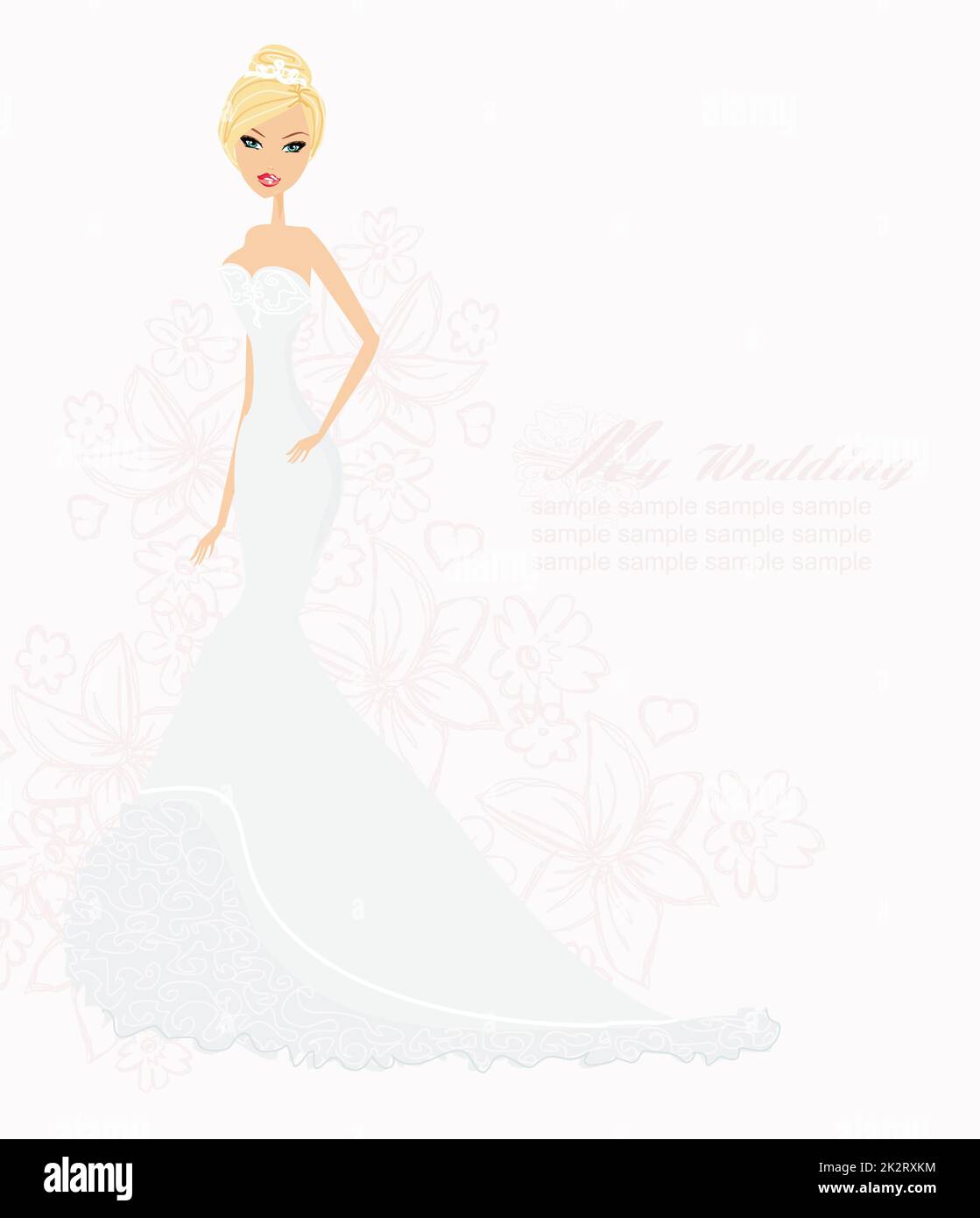 Bella bionda sposa card Foto Stock