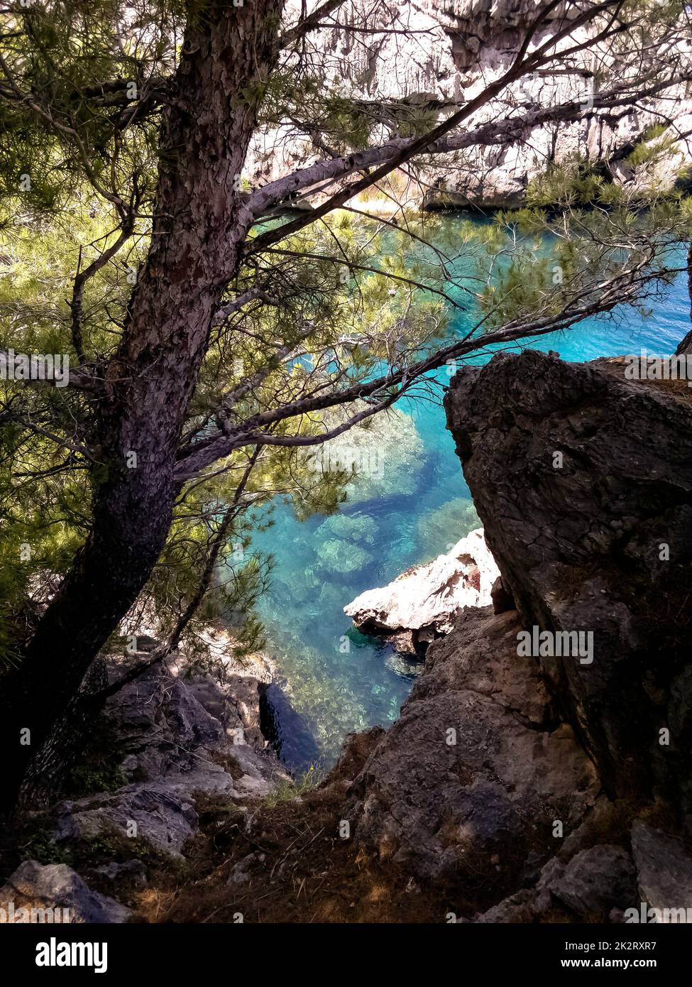 Mar Mediterraneo - una vista dalla clif - Maiorca, Spagna Foto Stock