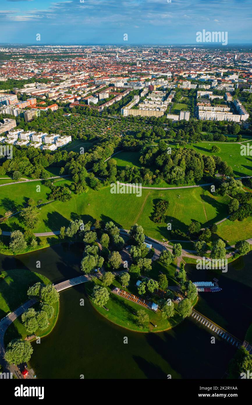 Vista aerea del Olympiapark . Monaco di Baviera, Germania Foto Stock