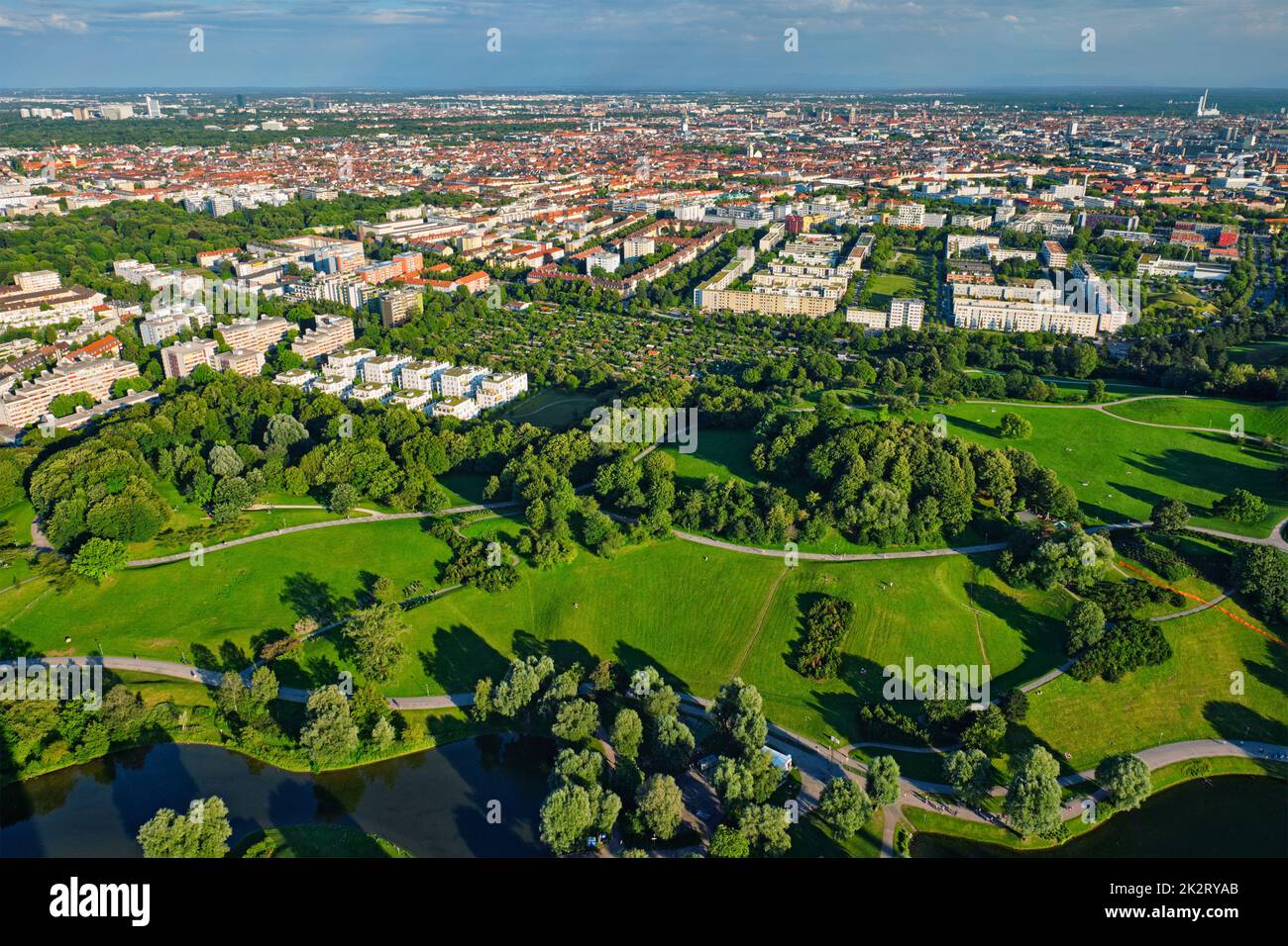 Vista aerea del Olympiapark . Monaco di Baviera, Germania Foto Stock