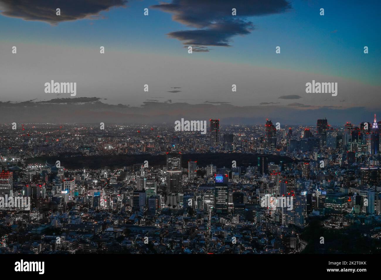 Vista notturna del centro di Tokyo Foto Stock