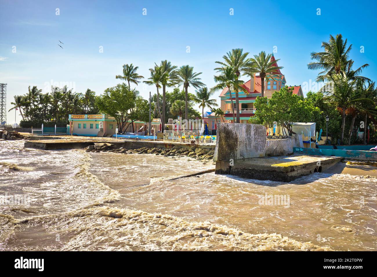 Duval Street, spiaggia di Pocket Park e lungomare con vista di Key West, Florida Keys sud Foto Stock