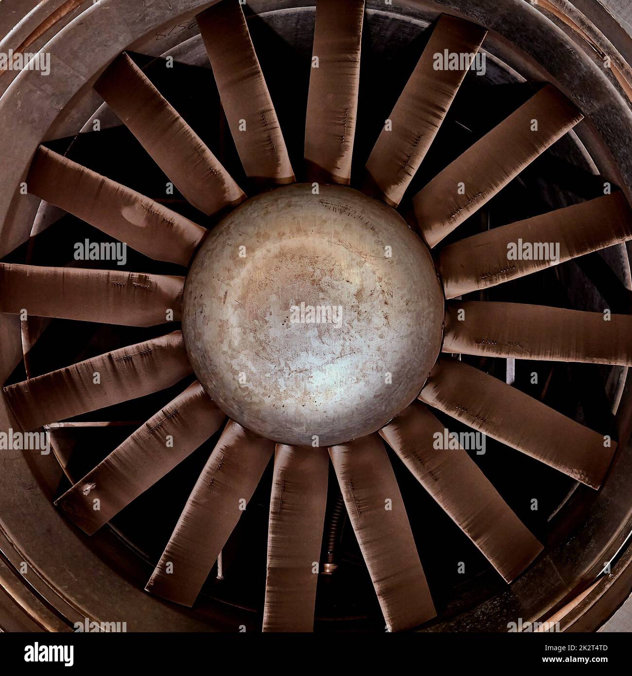 Enormi pale in metallo per ventilatori a getto industriali Foto Stock