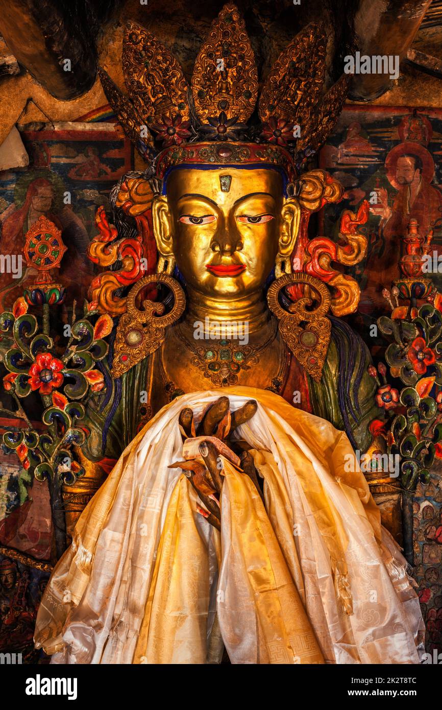 Maitreya Buddha statua Foto Stock