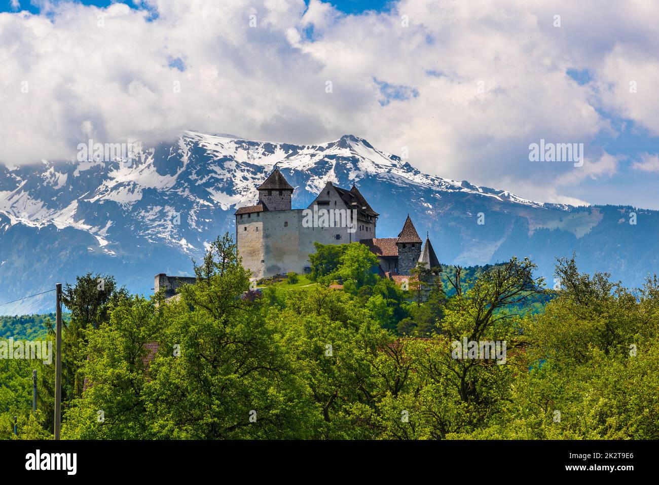 Castello medievale a Vaduz, Oberland in Liechtenstein Foto Stock