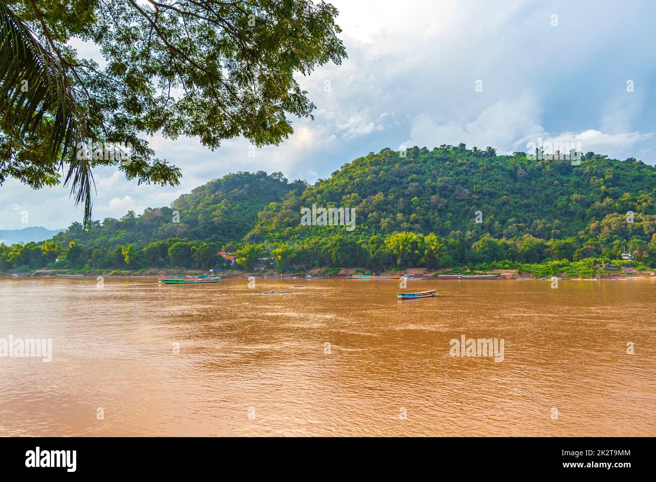 Panorama del fiume Mekong paesaggio e Luang Prabang Laos. Foto Stock
