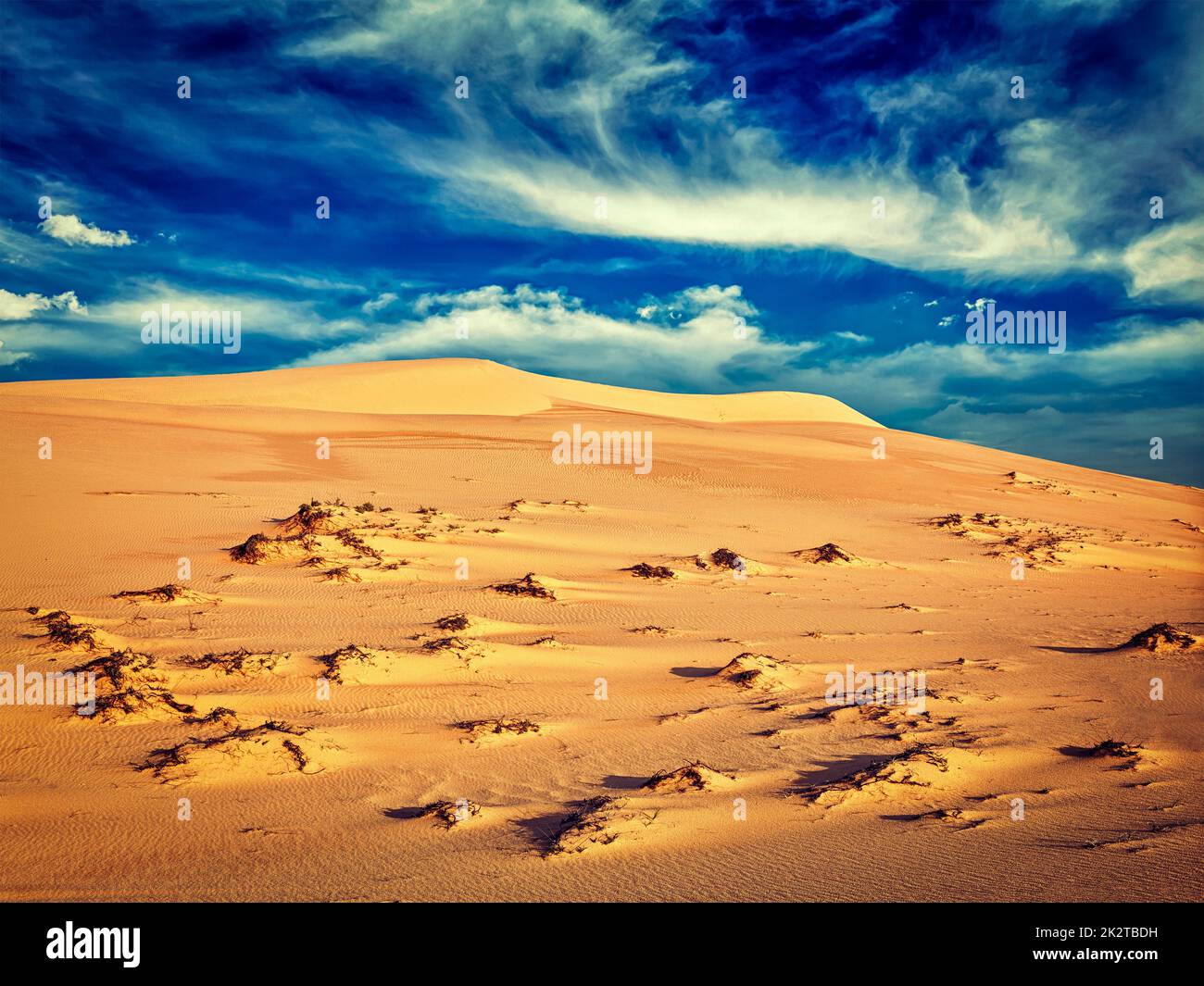 Le dune di sabbia bianca su sunrise, Mui Ne, Vietnam Foto Stock
