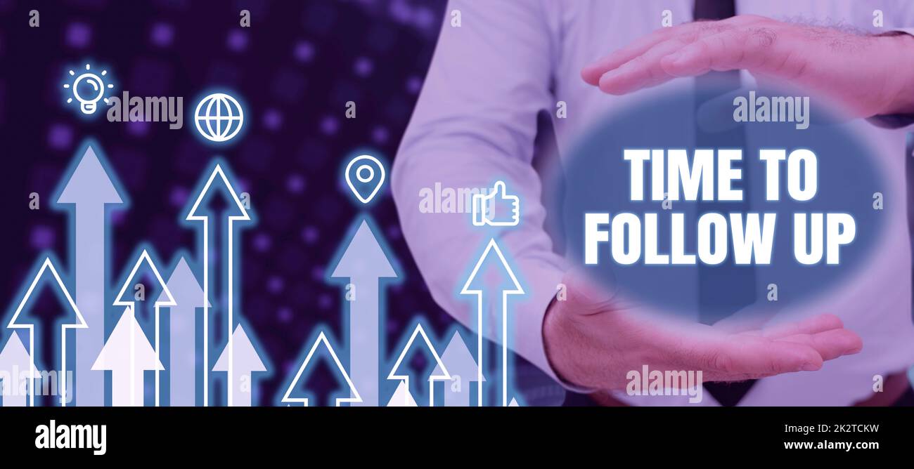 Scrittura a mano del testo tempo per seguire UpRichiedi l'attività precedente o continua con le informazioni. Internet Concept richiesta del compito precedente o. Foto Stock