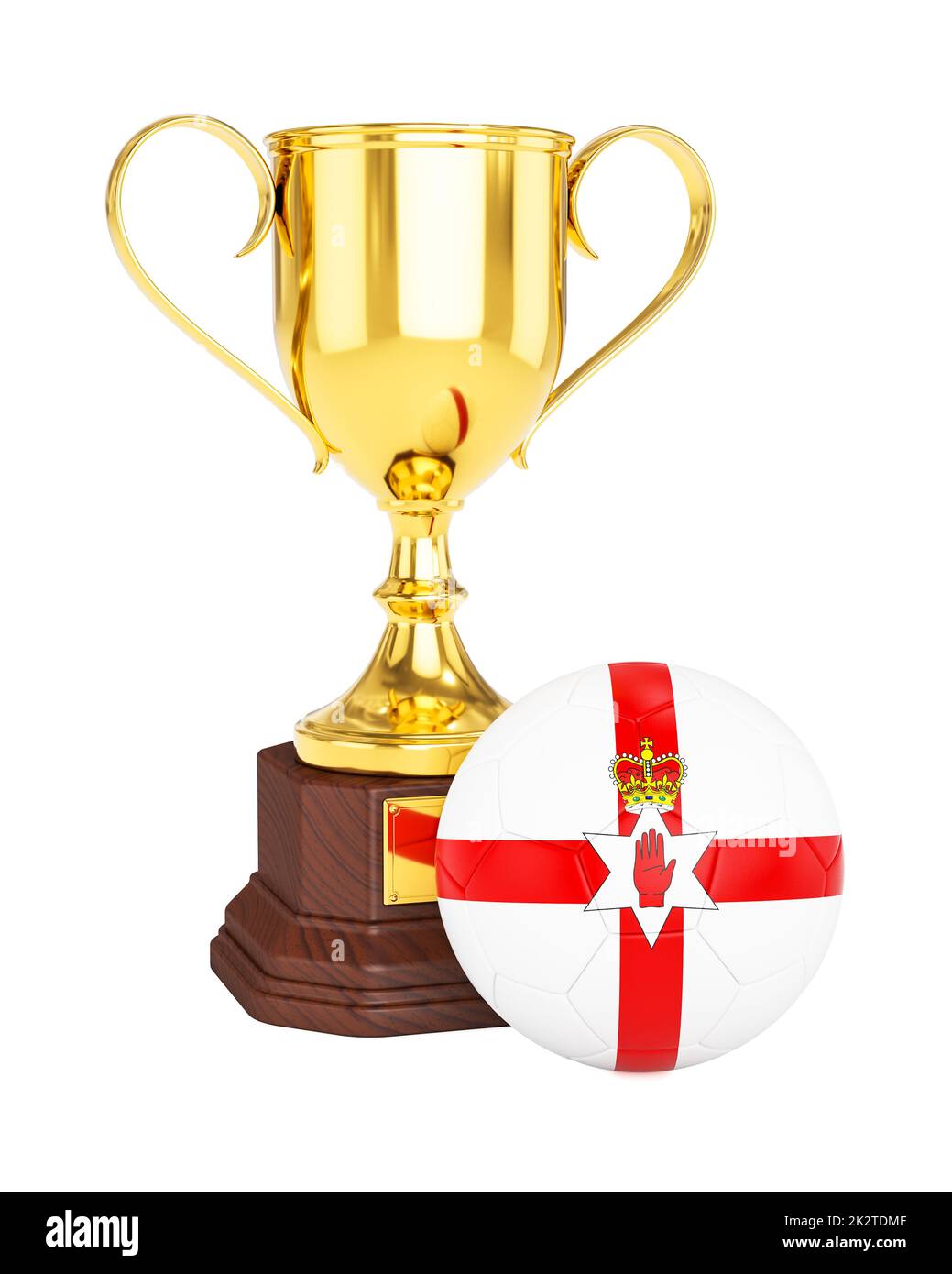 Trofeo Gold Cup soccer football sfera con l'Irlanda del Nord bandiera Foto Stock