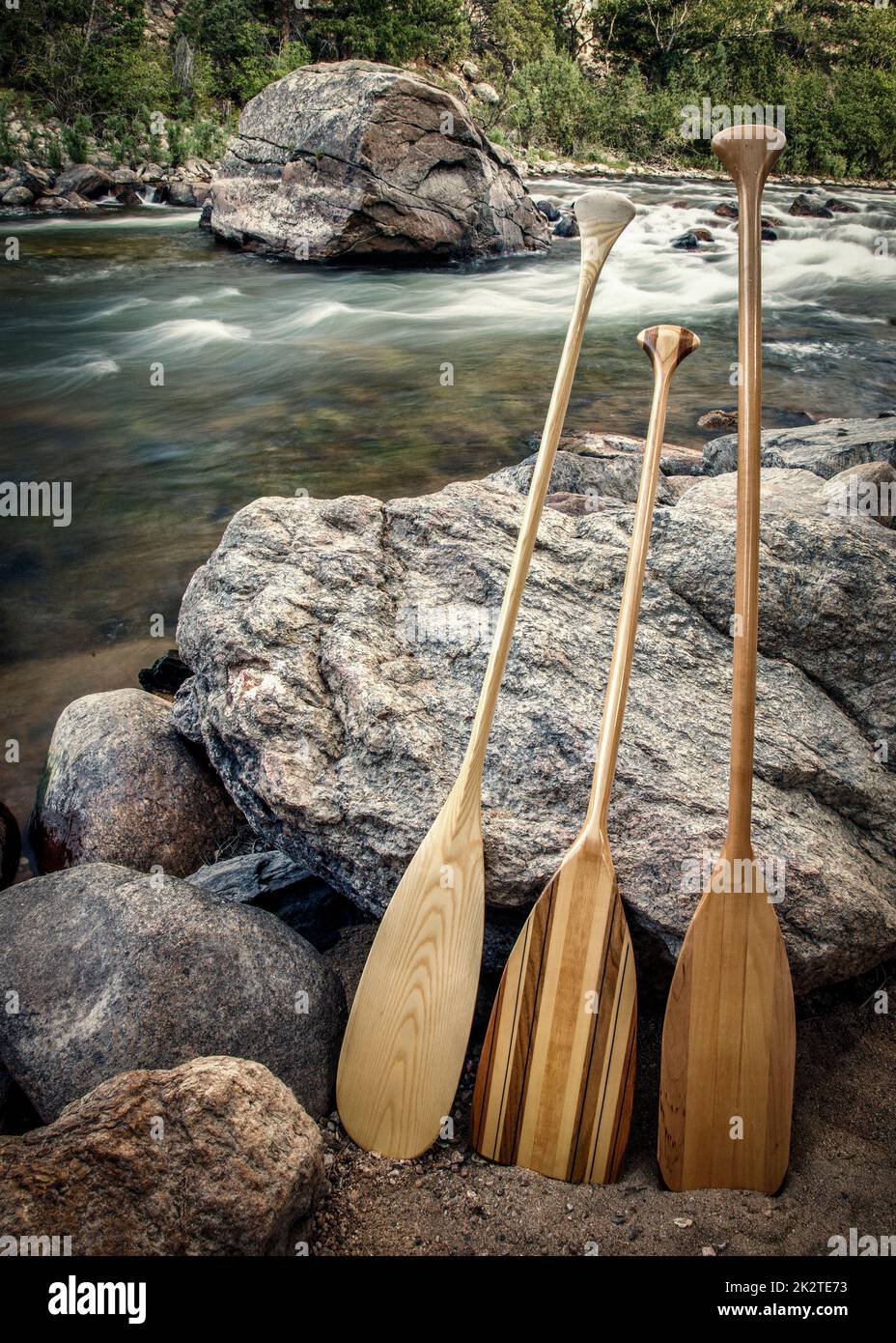 canoe pagaie e fiume Foto Stock