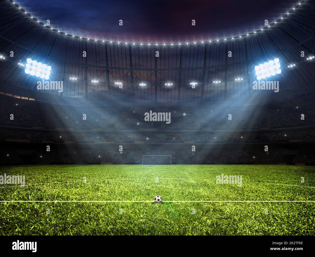 Soccer Football Stadium con faretti Foto Stock