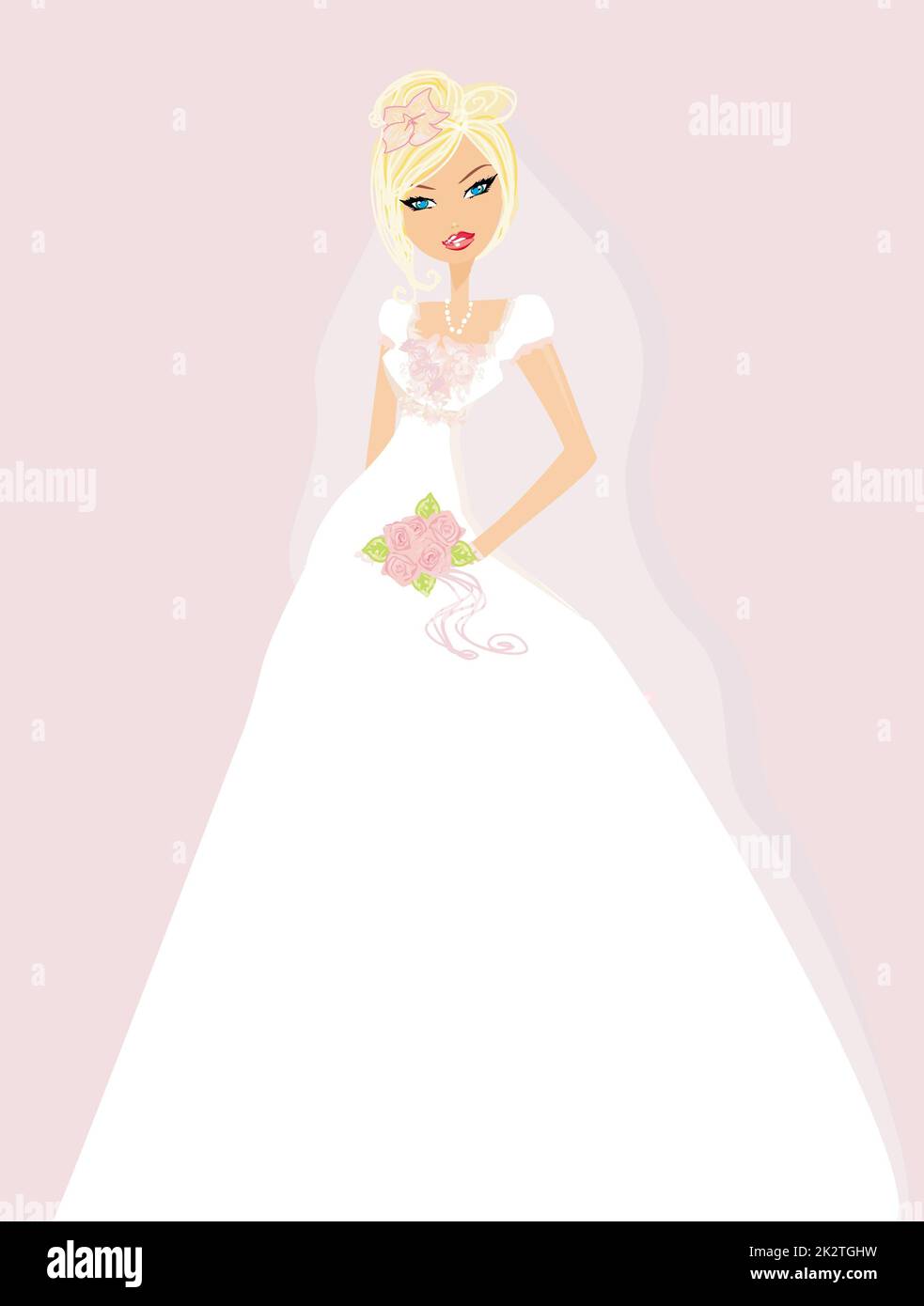 Bella Sposa con fiori card Foto Stock