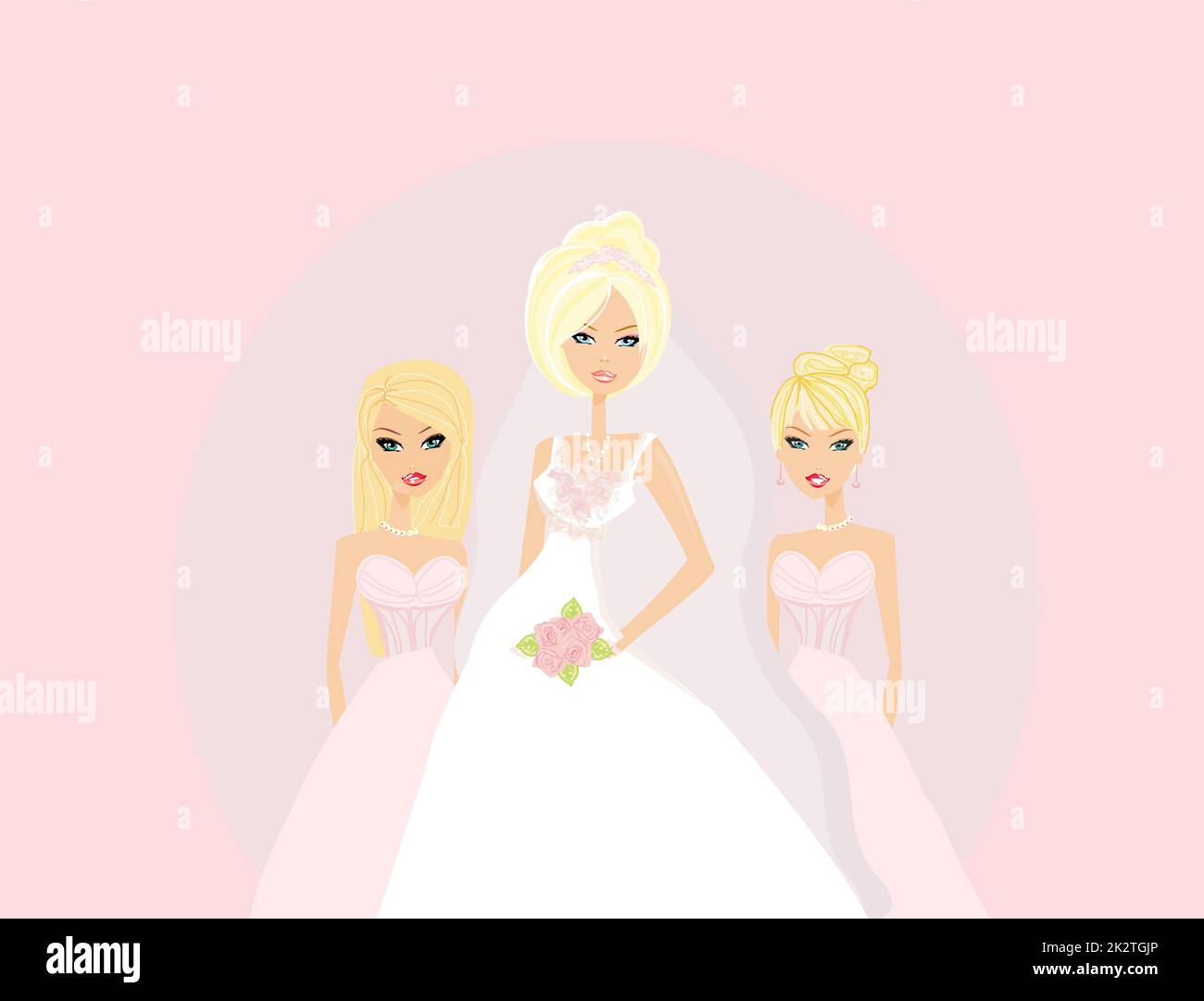 Sposa con bridesmaids Foto Stock