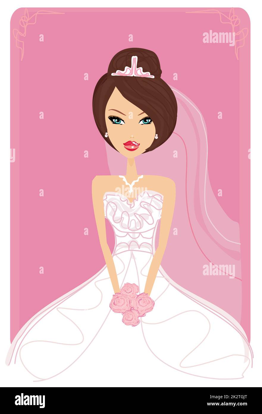 Bella Sposa con fiori card Foto Stock