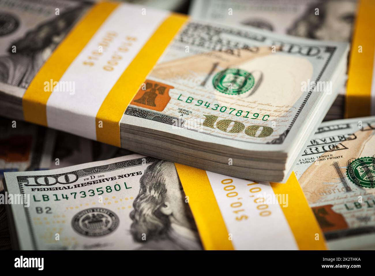 Sullo sfondo di un nuovo 100 dollari USA banconote fatture Foto Stock