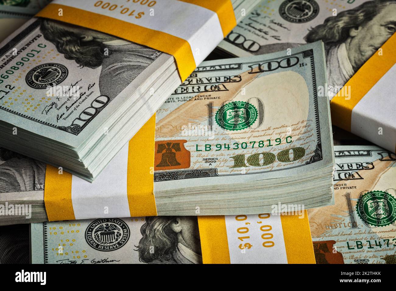 Sullo sfondo di un nuovo 100 dollari USA banconote fatture Foto Stock