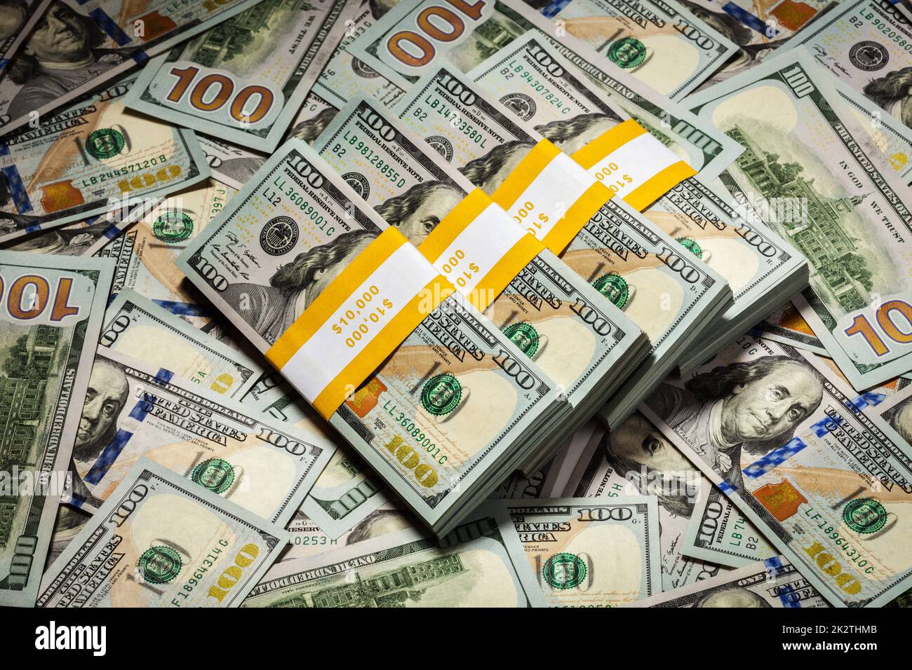 Sullo sfondo di un nuovo 100 dollari US 2013 banconote Foto Stock