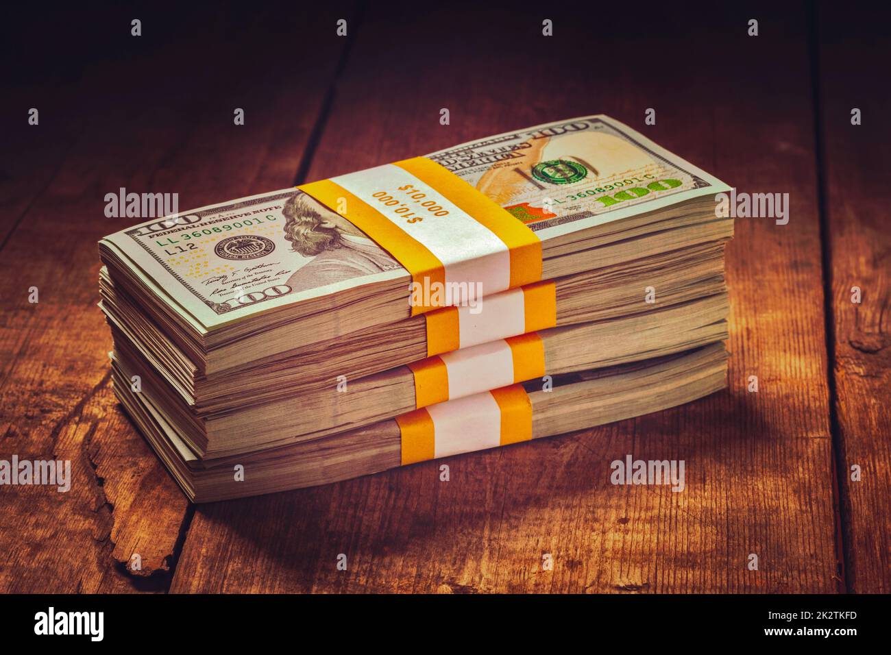 Pile di banconote da 100 dollari USA 2013 edizione Foto Stock