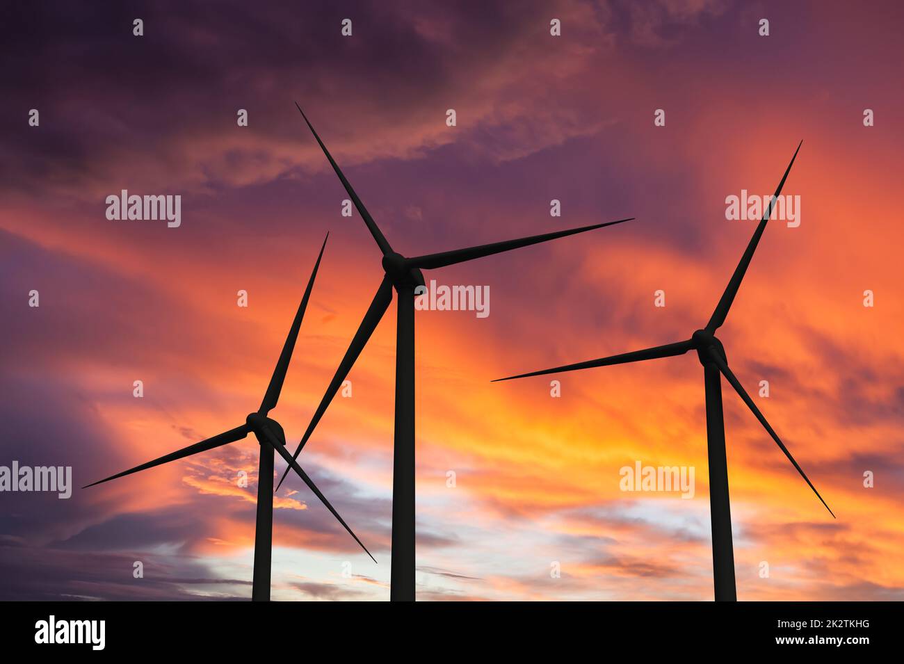 Vento generatore di turbine in cielo Foto Stock