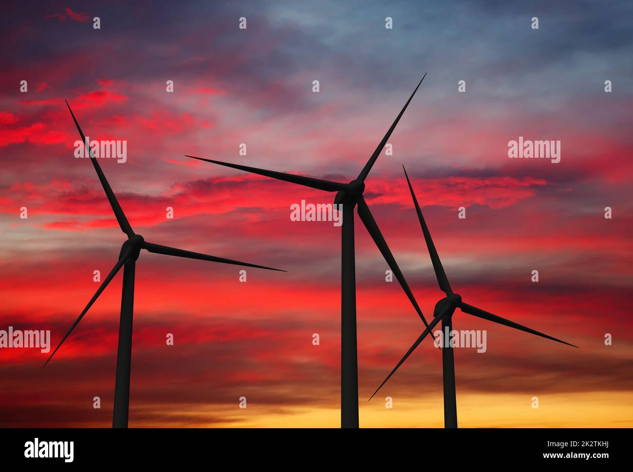 Vento generatore di turbine in cielo Foto Stock
