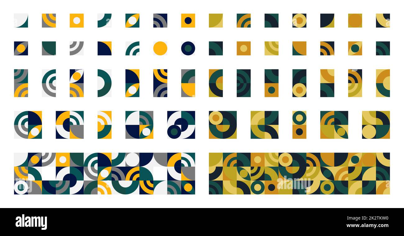 Set di 2 diversi elementi astratti Bauhaus, forme geometriche moderne in stile minimalista su sfondo bianco - Vector Foto Stock