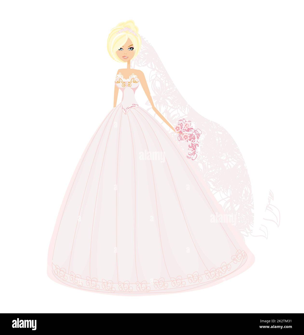 Bella bionda sposa con fiori Foto Stock