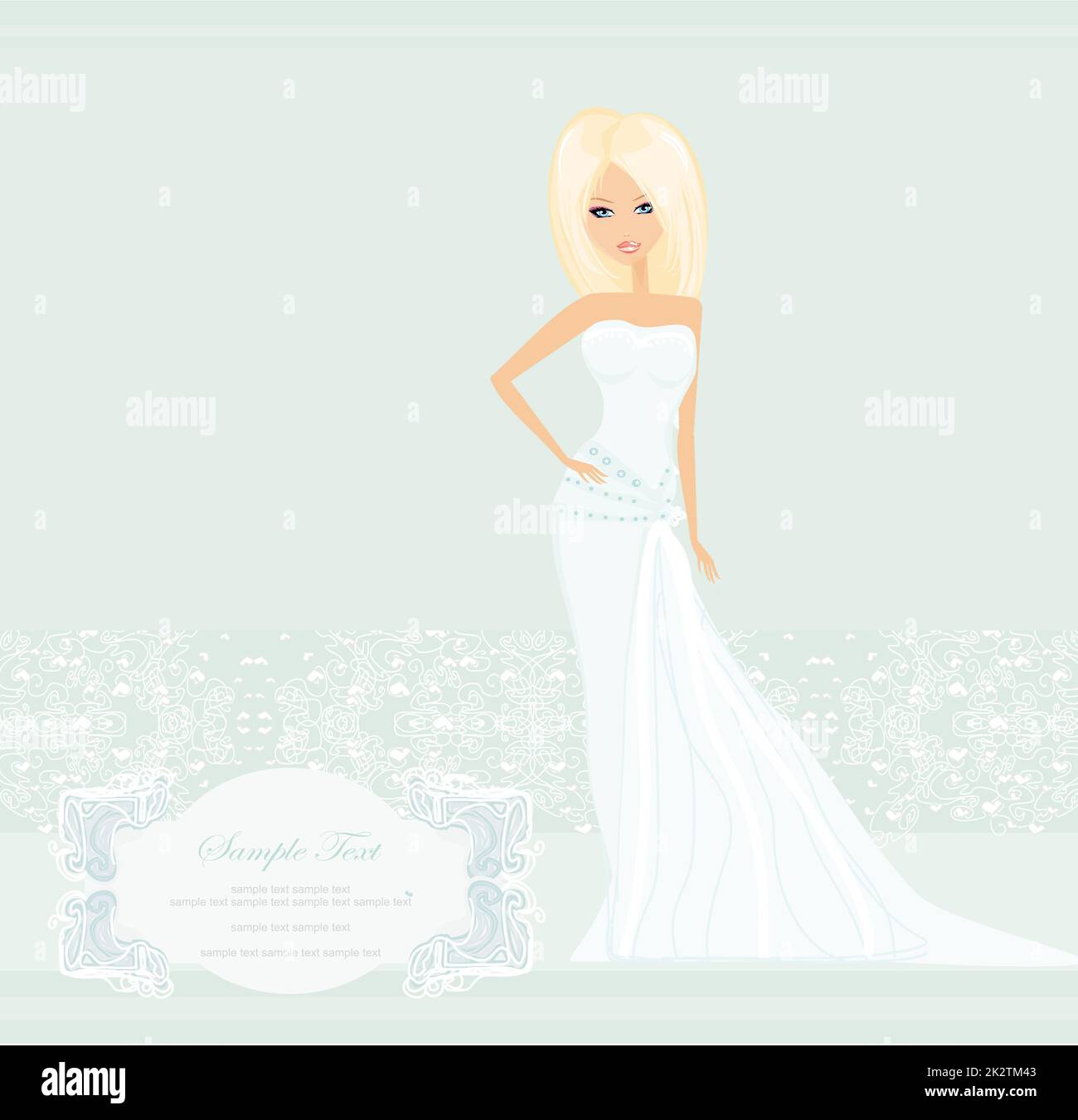 Bella bionda sposa card Foto Stock