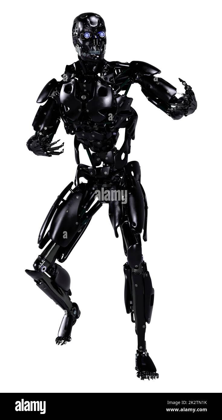 3D Rendering Robot maschio su bianco Foto Stock