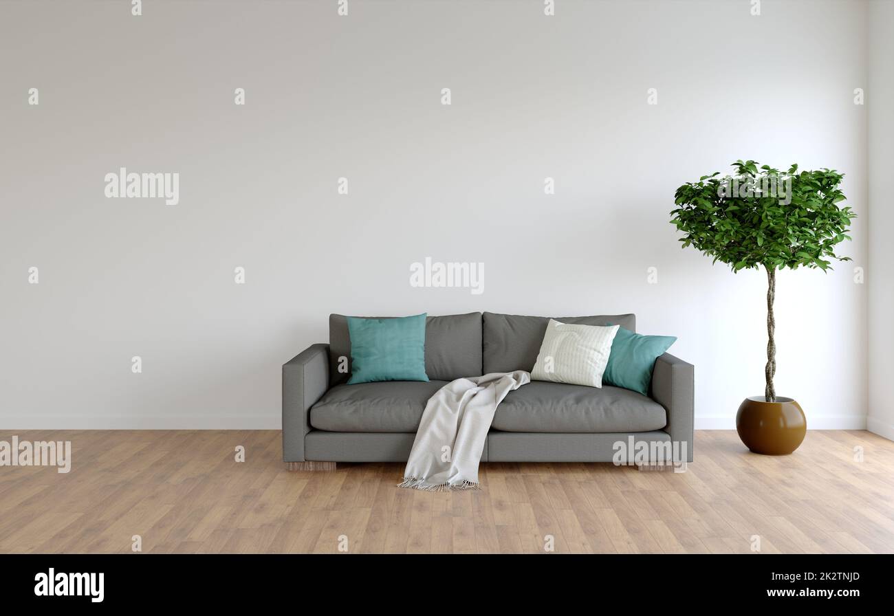 Visualizzazione 3D dell'interno del soggiorno. Foto Stock