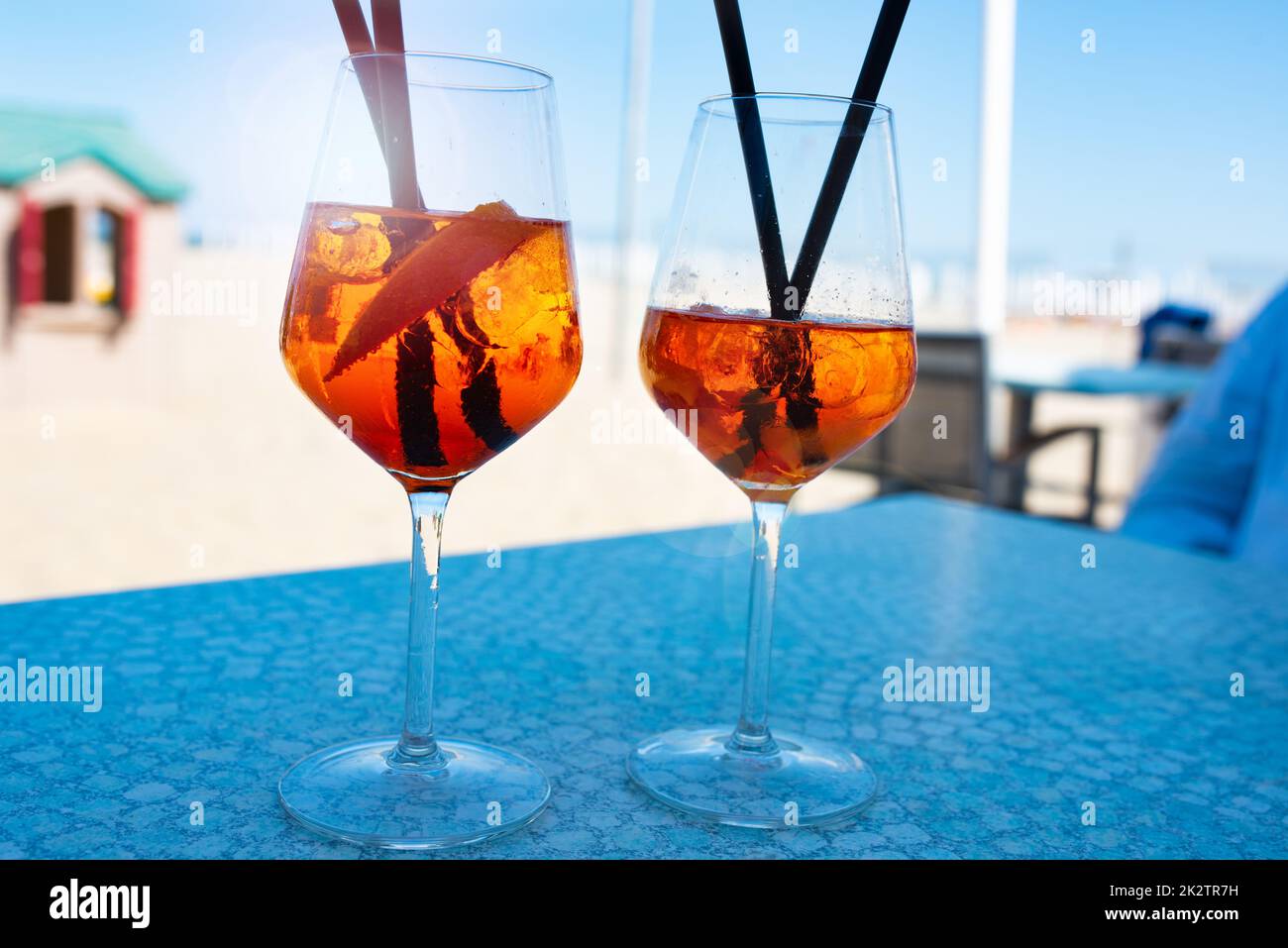 Bicchiere di cocktail aperol spritz Foto Stock