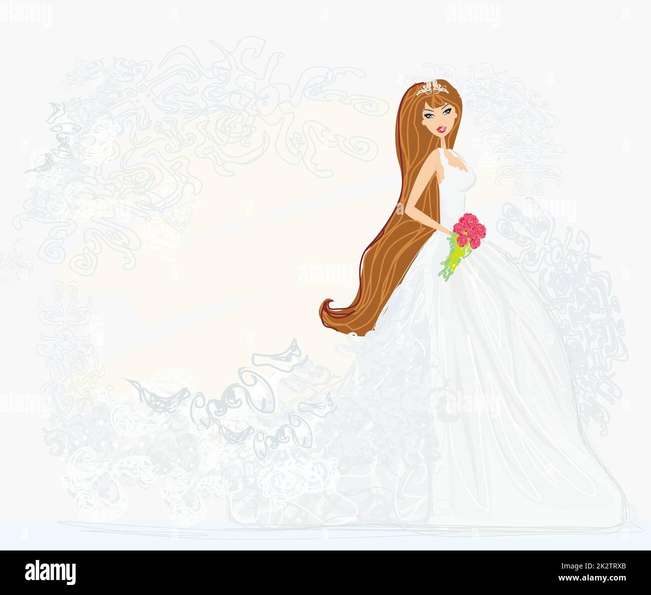 Bella Sposa con fiori card Foto Stock