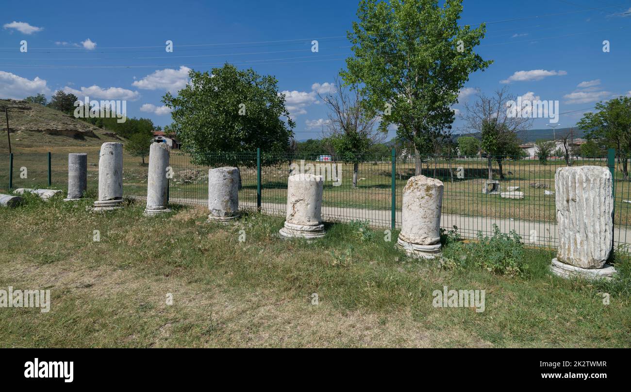 Musalla, Taskopru, Kastamonu, Turchia 16 luglio 2021; Pompeiopolis Museo della Città Antica giardino all'aperto. Antica città trova mostra. Foto Stock