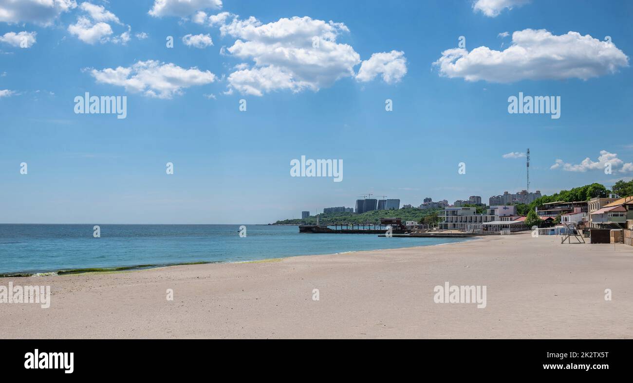 Deserta spiaggia di Lanzheron a Odessa, Ucraina Foto Stock