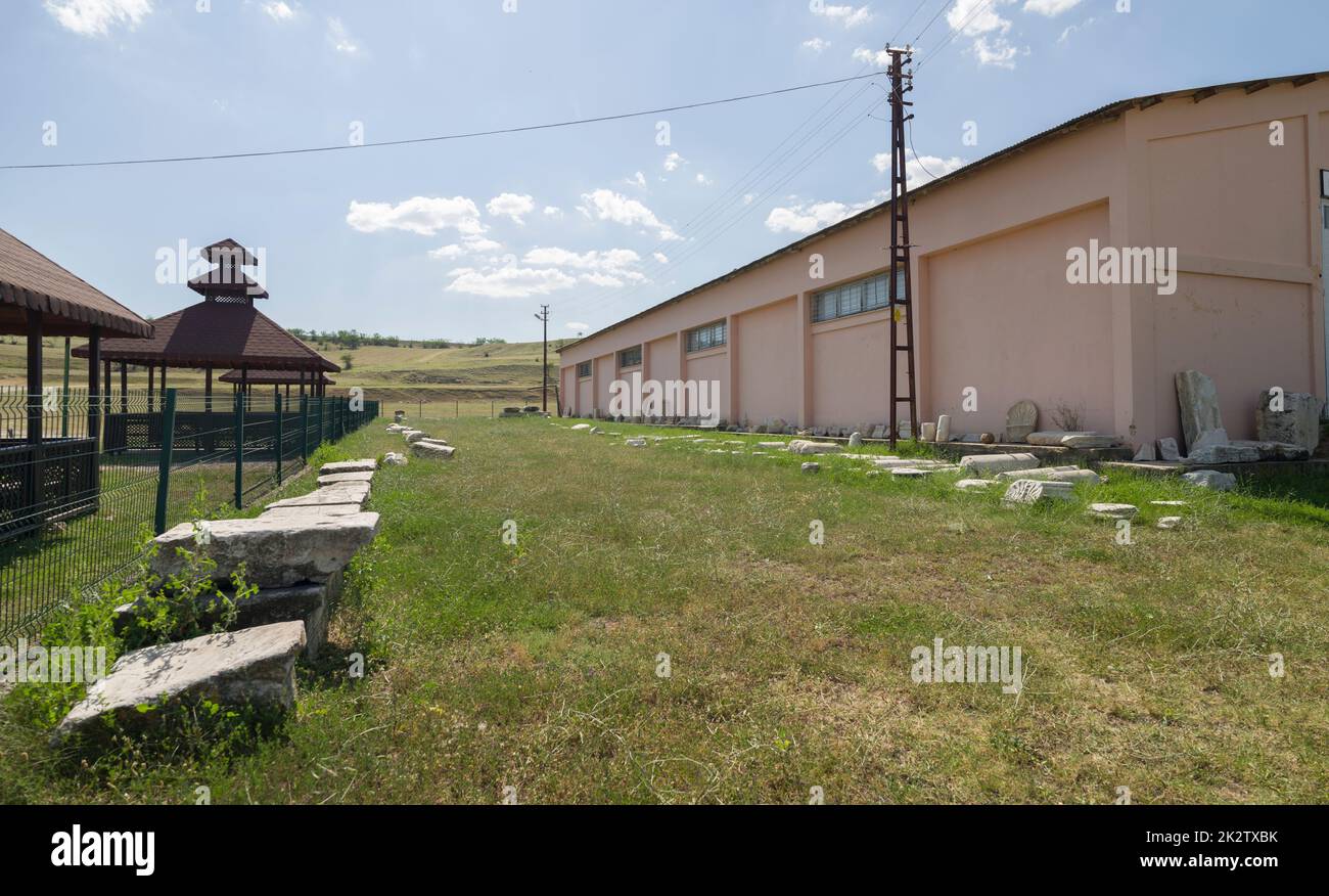 Musalla, Taskopru, Kastamonu, Turchia 16 luglio 2021; Pompeiopolis Museo della Città Antica giardino all'aperto. Antica città trova mostra. Foto Stock