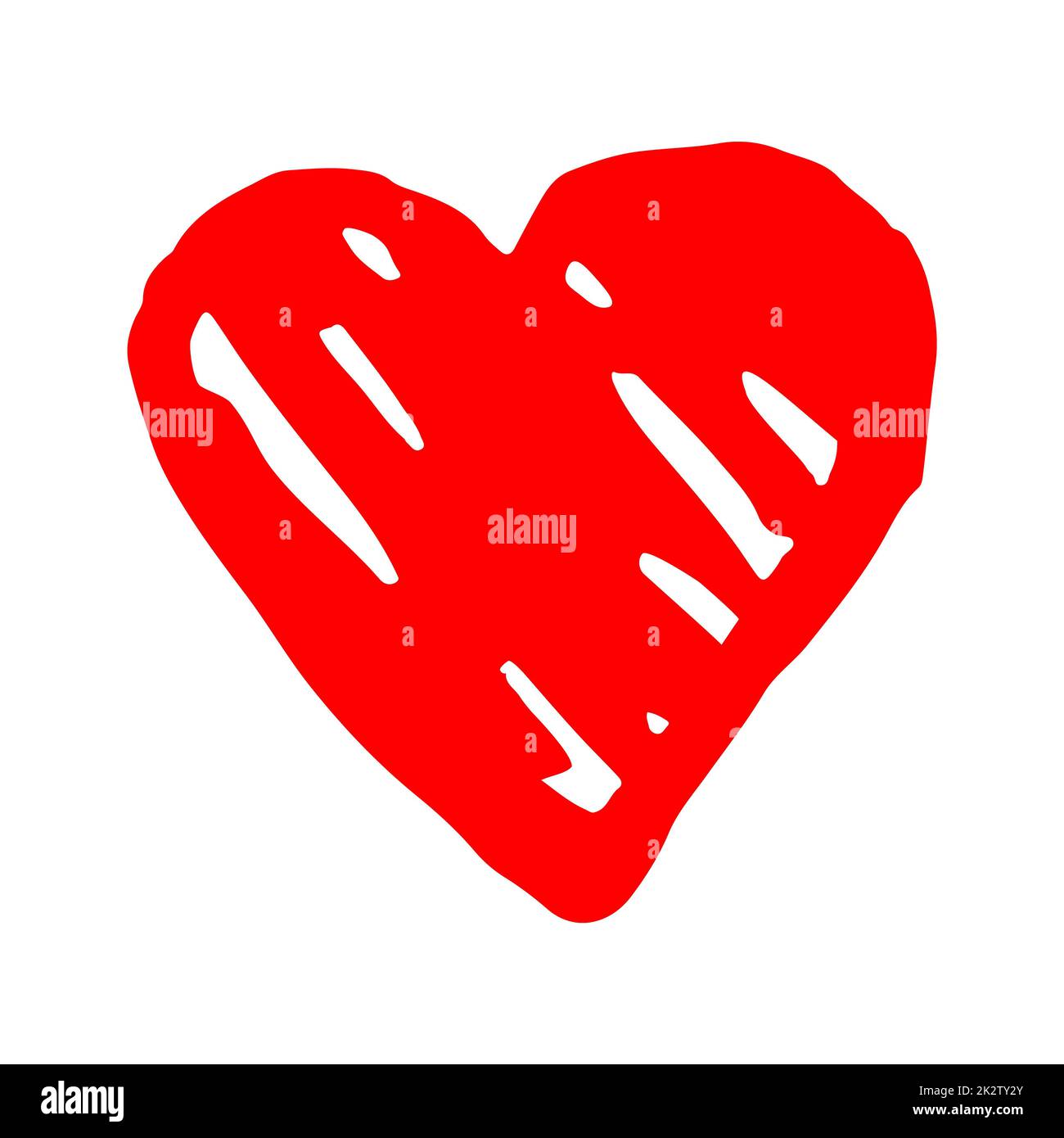 A forma di cuore grungo grungo graffietto dipinto a mano con inchiostro Foto Stock