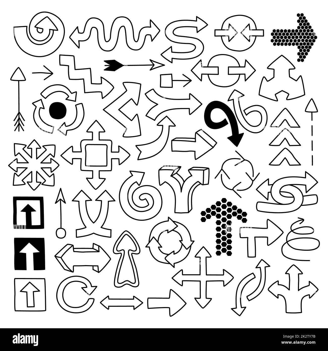 Set di simboli freccia Doodle Foto Stock