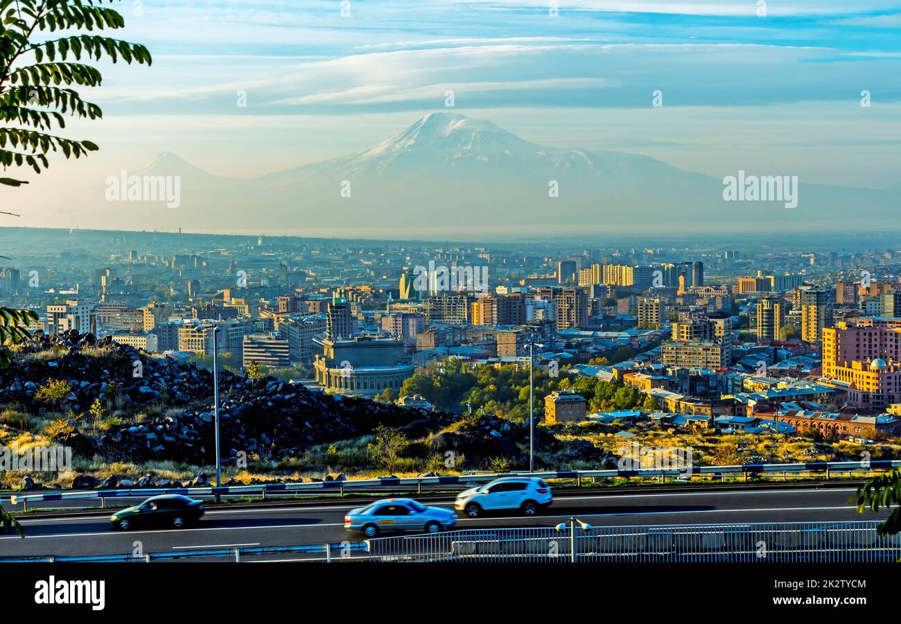 Una splendida vista sul monte Ararat. Foto Stock