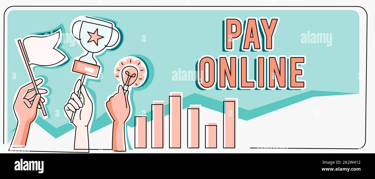 Scrittura con testo Pay Online. Business idea acquistare prodotti o servizio utilizzando la carta di credito su qualsiasi sito web due teste connesse Puzzle mostrando risolvere i problemi e condividere il successo Foto Stock