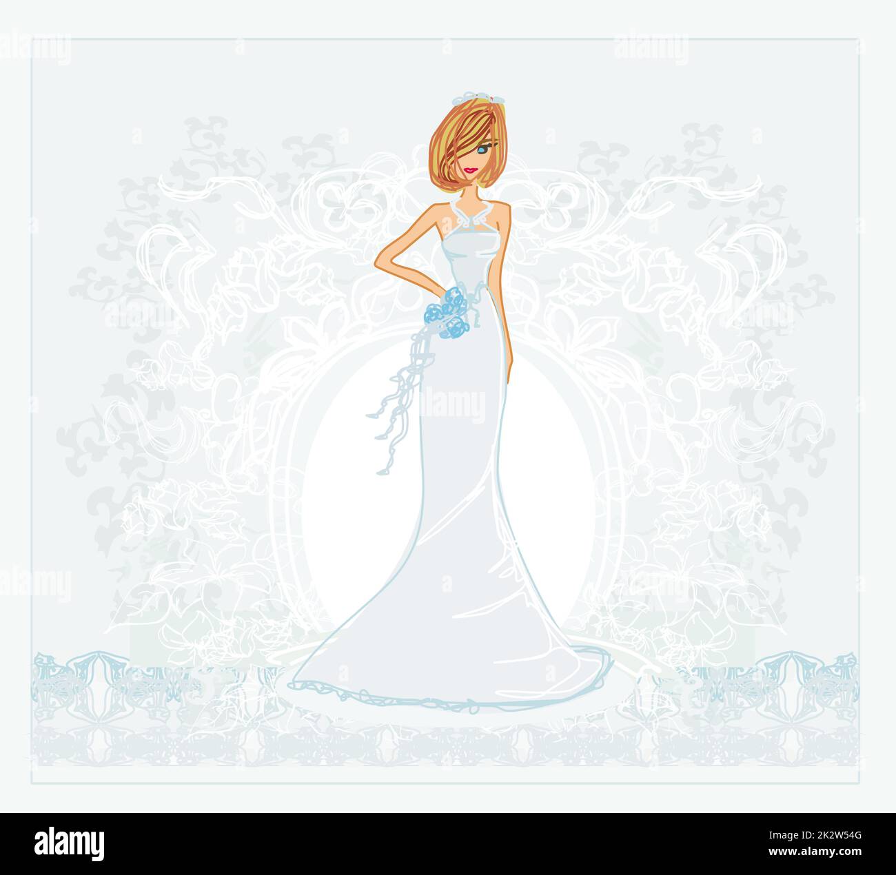 Bella Sposa con fiori card Foto Stock