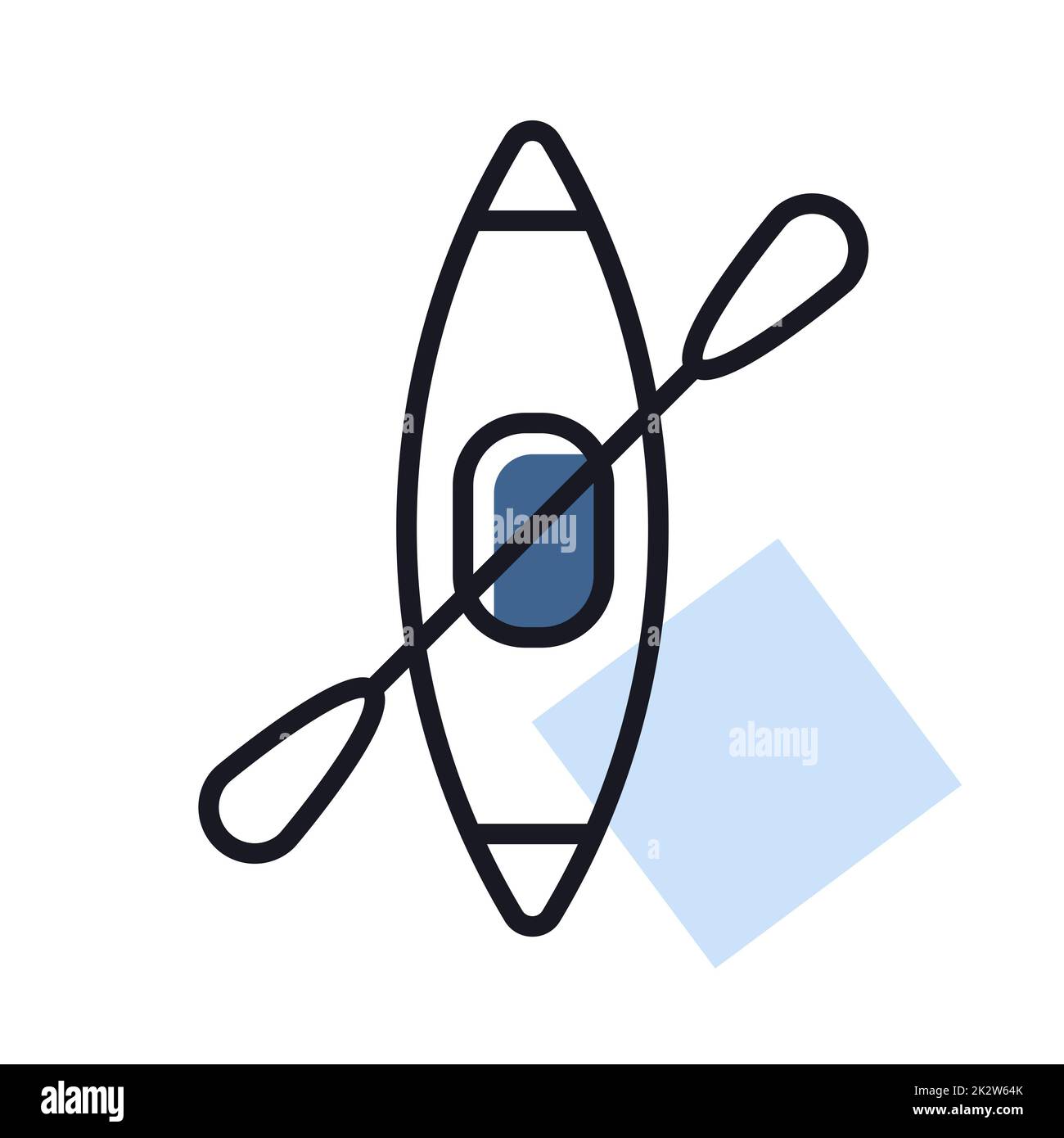 Kayak con icona del vettore di pagaia. Cartello Camping Foto Stock