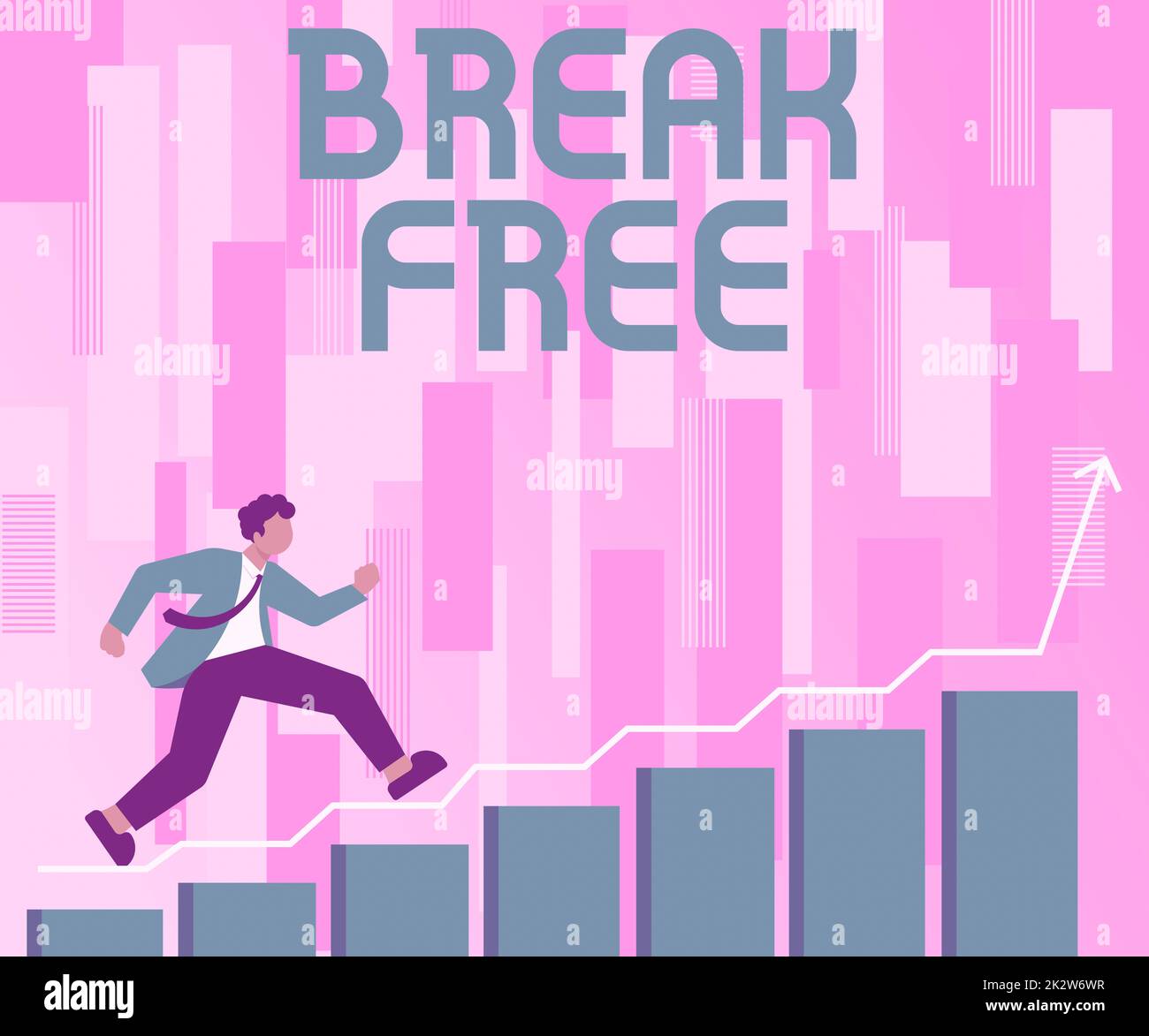 Ispirazione che mostra il segno Break Free. Business approccio un altro modo di dire la salvezza dalle catene libertà prigione Gentleman in tuta arrampicata Staris in corso successo raggiungere gli obiettivi. Foto Stock